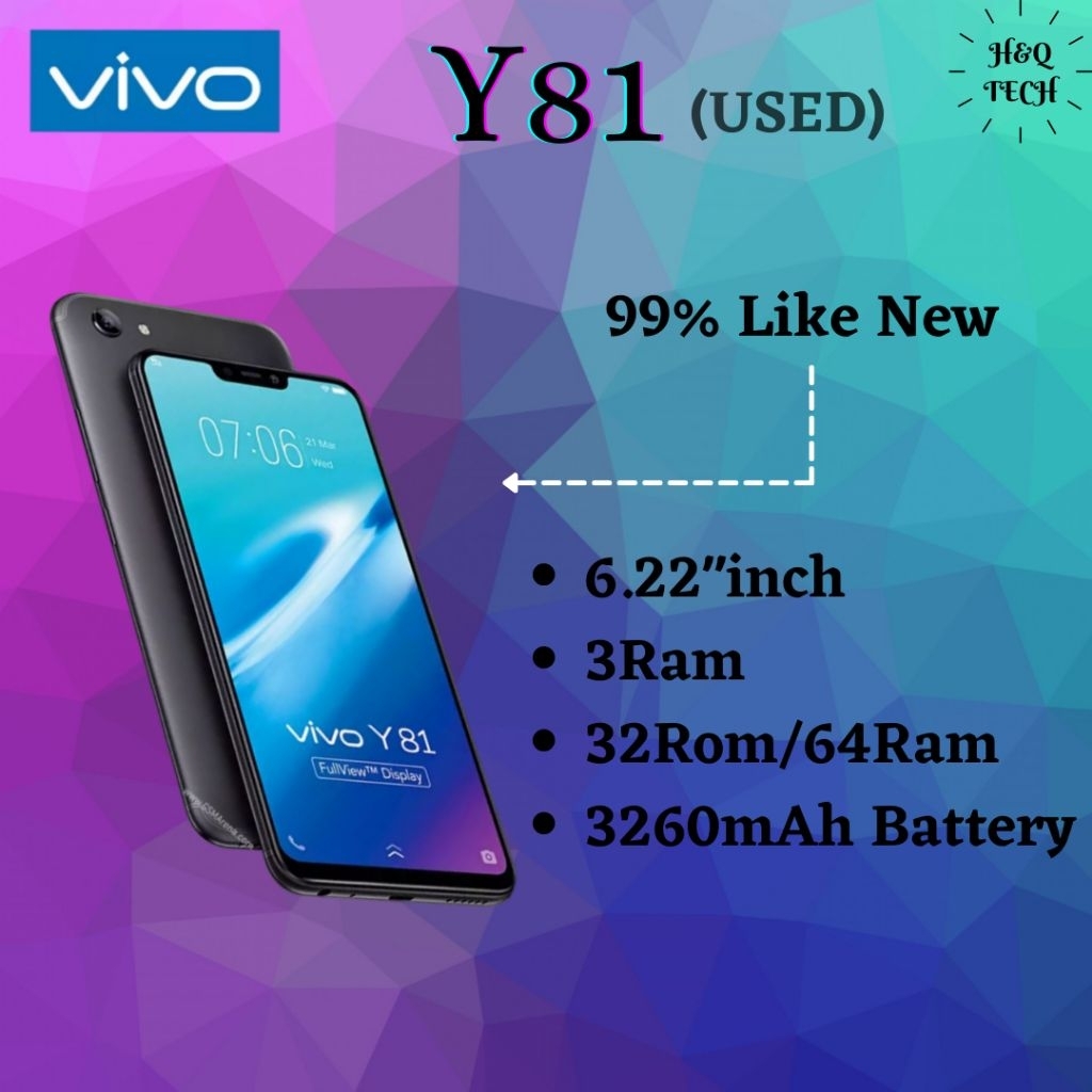 Phone Vivo Y81 6.22"inch Fullscreen Android 8 13mp 3260mAh Battery Fullset Telefon