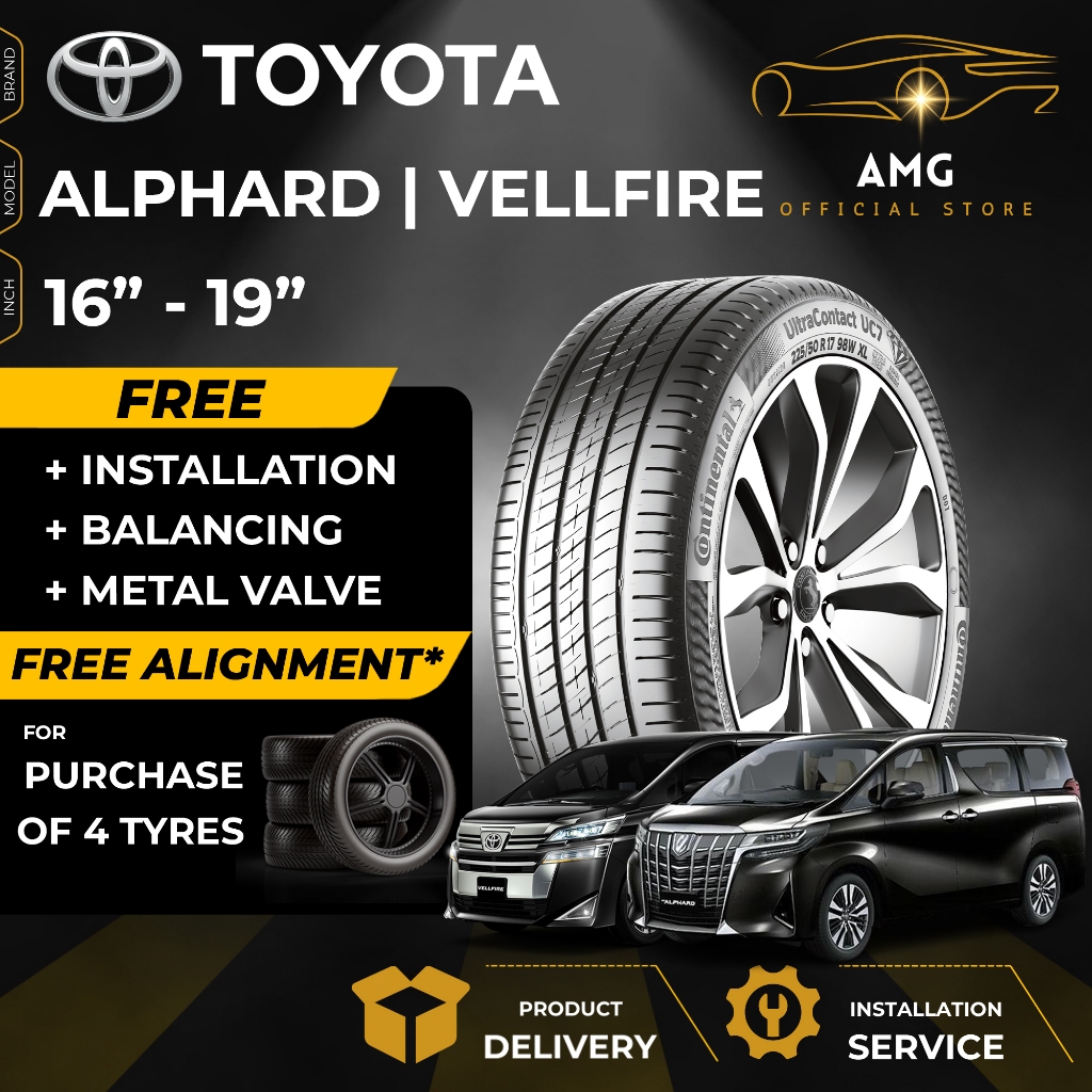 TOYOTA ALPHARD VELLFIRE Tayar Kereta Car Tire (FREE INSTALLATION/DELIVERY) 16 17 18 19 Continental