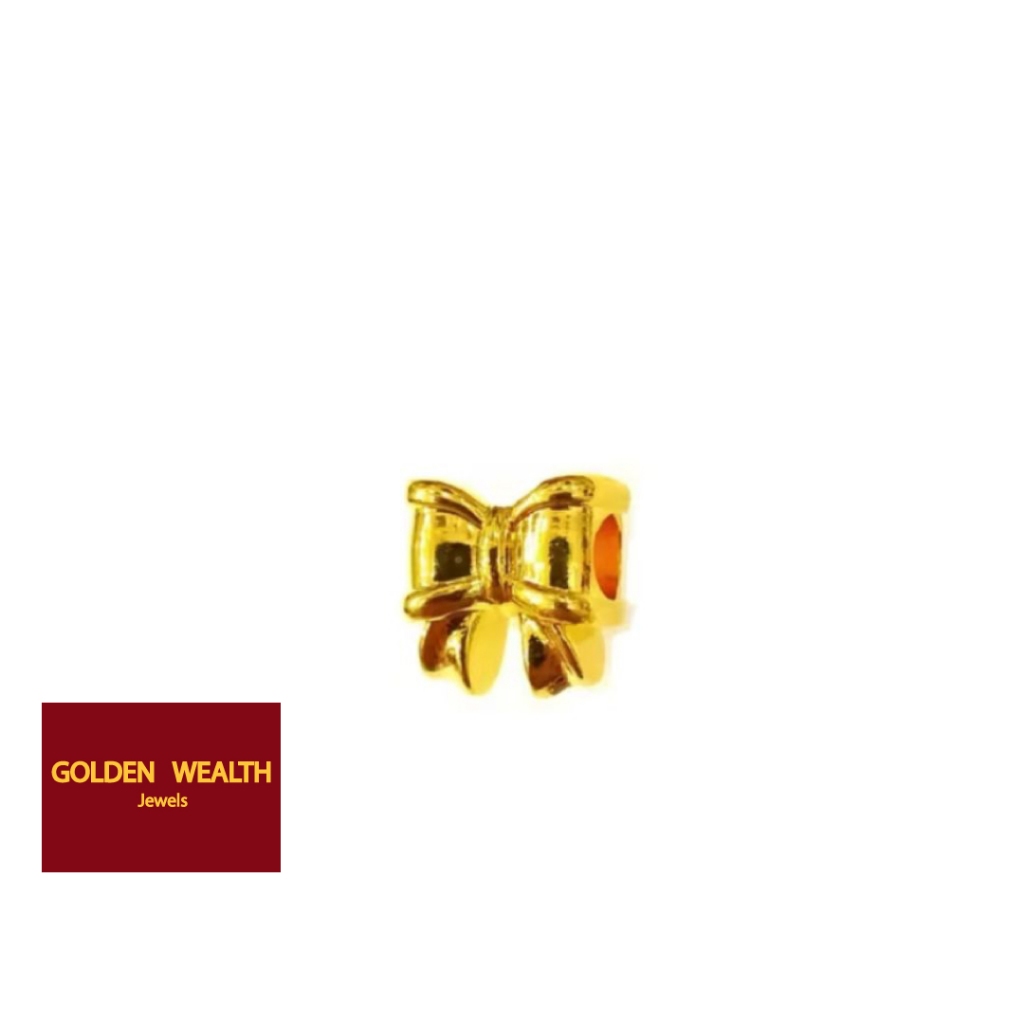 🌻916 Cute Ribbon Gold Charm  🎀  Ribbon Charms Emas 916 黃金蝴蝶结吊坠