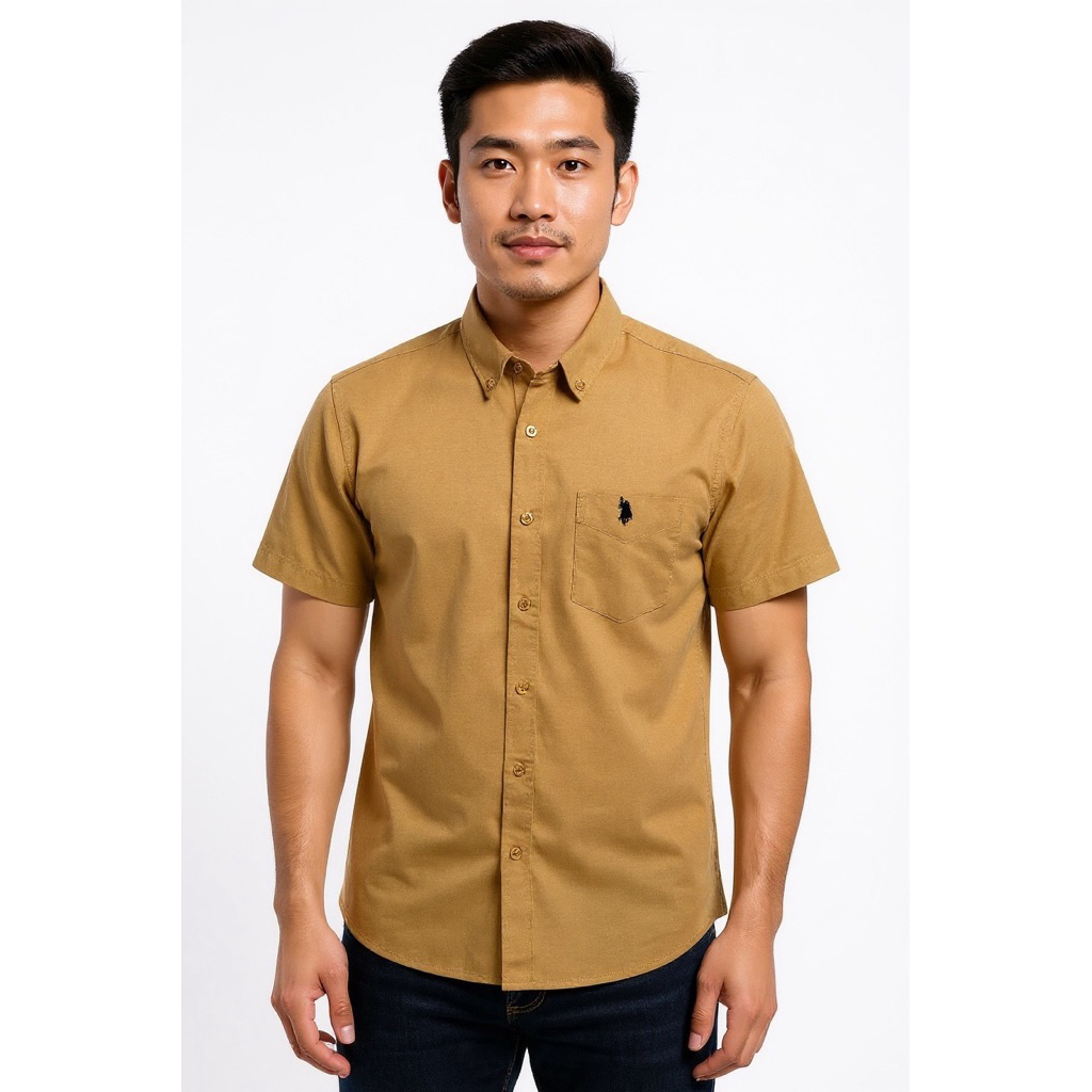 ?Premium Quality?Men's Short Sleeve Logo Design Casual Relax fit/PROMOSI Kemeja Lelaki with pocket Lengan Pendek