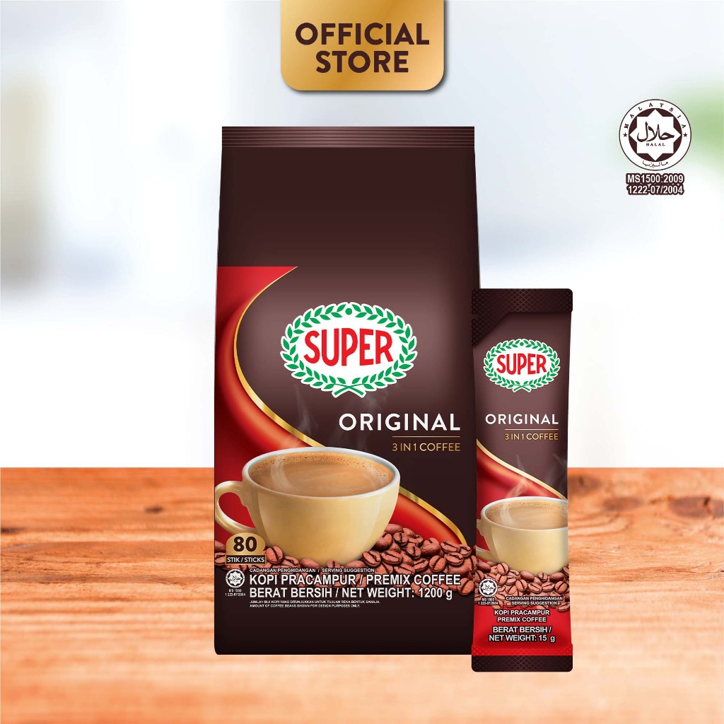 SUPER Original 3in1 Instant Coffee, 80 sachets [HALAL]