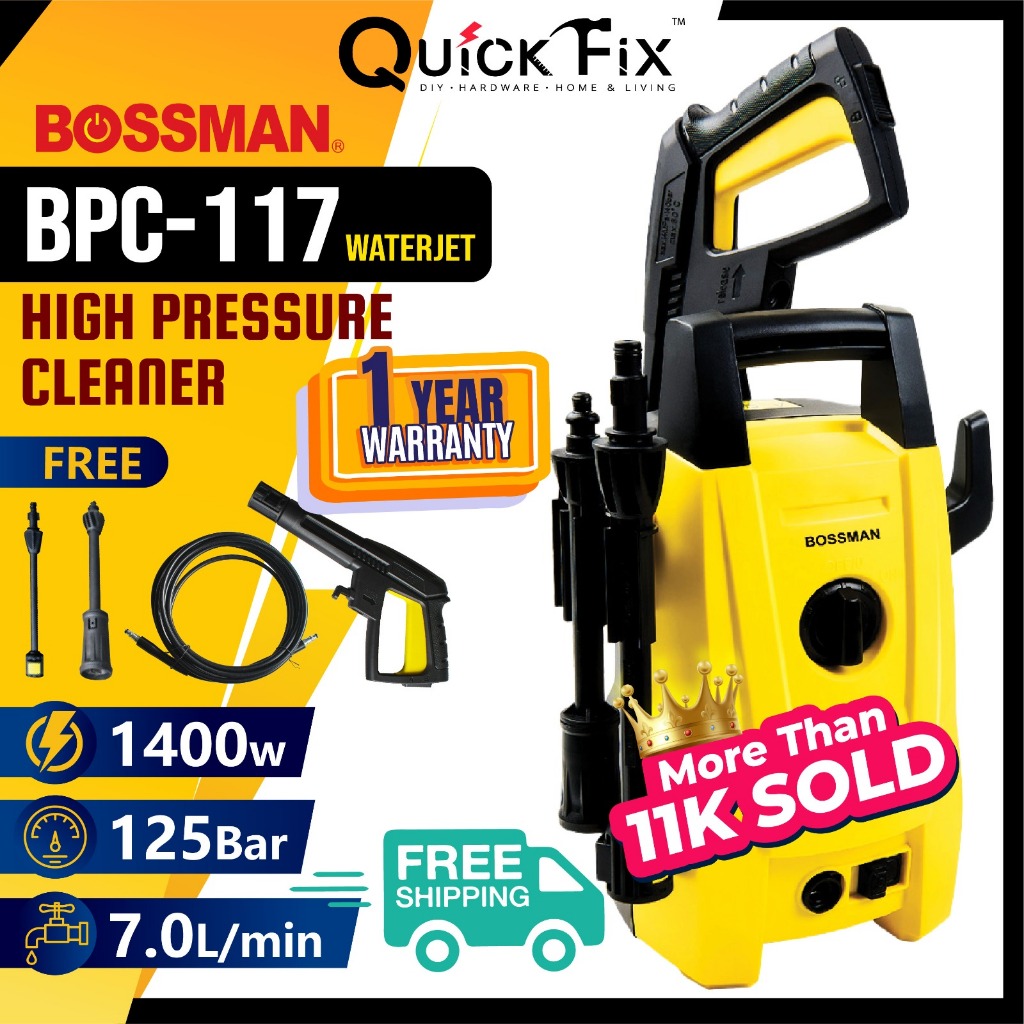 QuickFix BOSSMAN BPC-117 Waterjet High Pressure Car Washers Water Jet Sprayer Mesin Alat Cuci Kereta