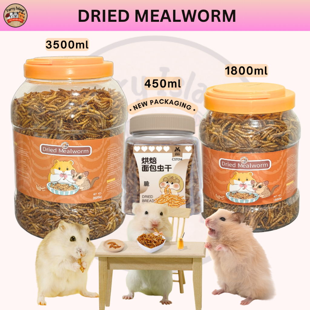 Dried Mealworm 500ml/2000ml/3500ml Non-GMO Treats Hedgehog Sugar Glider Hamster Snack Bird Small Pet Treats 烘干面包虫