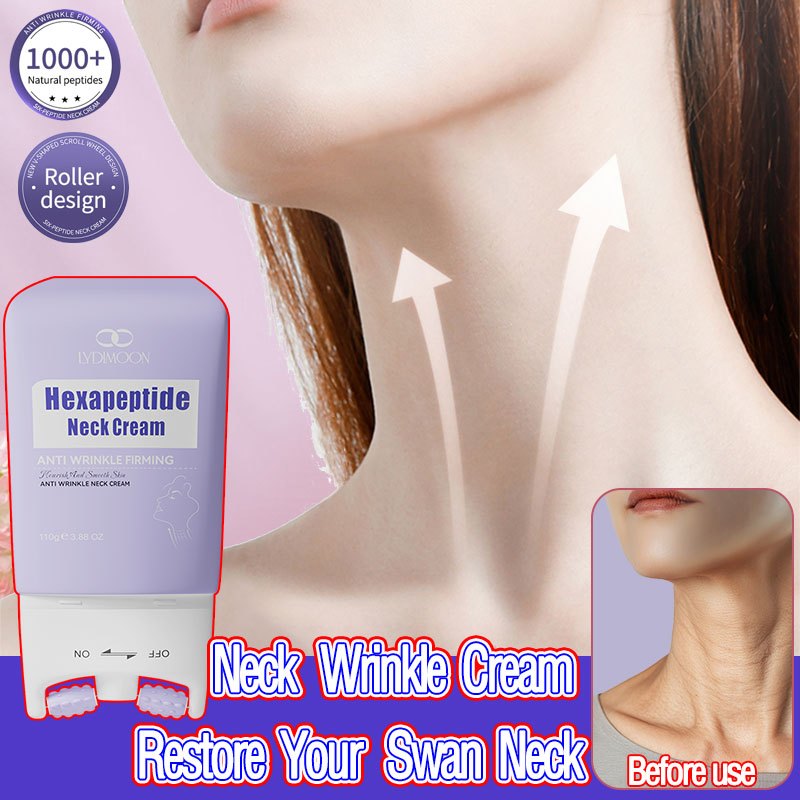 LYDIMOON Hexapeptide Neck Cream 110g - Anti Wrinkle, Firming & Lifting with V-Roller, Deep Moisturizing Neck Care