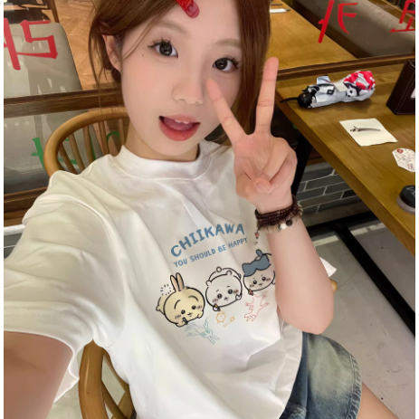 Fashionable and casual loose printed women's round neck short sleeved oversized short sleeved T-shirt top