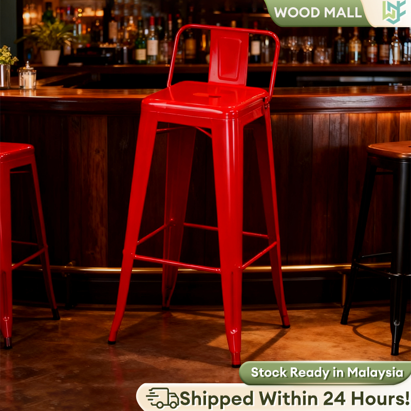 Red Bar Chair High Bar Stool Dining Chair Kerusi Bar Kerusi Makan Besi Kerusi Bar Tinggi Cafe Chair高脚椅吧台椅