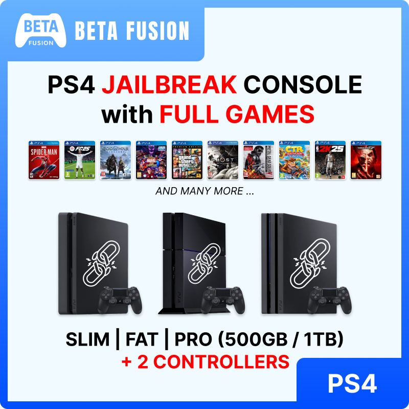 SONY PS4 PLAYSTATION 4 JAILBREAK CONSOLE WITH FREE GAMES + 2 CONTROLLERS