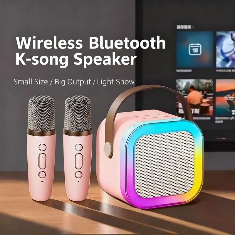 Wireless Karaoke Speaker With Karaoke Bluetooth Microphone K12 Home KTV Karaoke Machine RGB Light Portable Mini Bluetoo