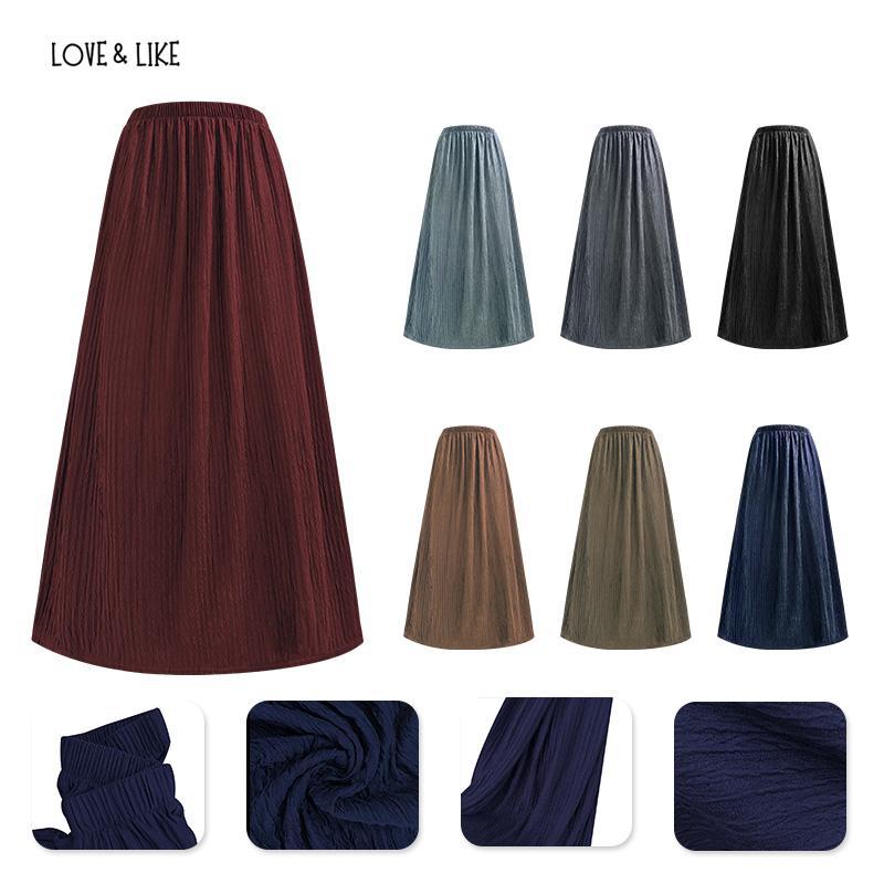 Korean Crepe Polycotton Ladies Maxi Skirt Kembang Muslimah [Fit up to 110KG]