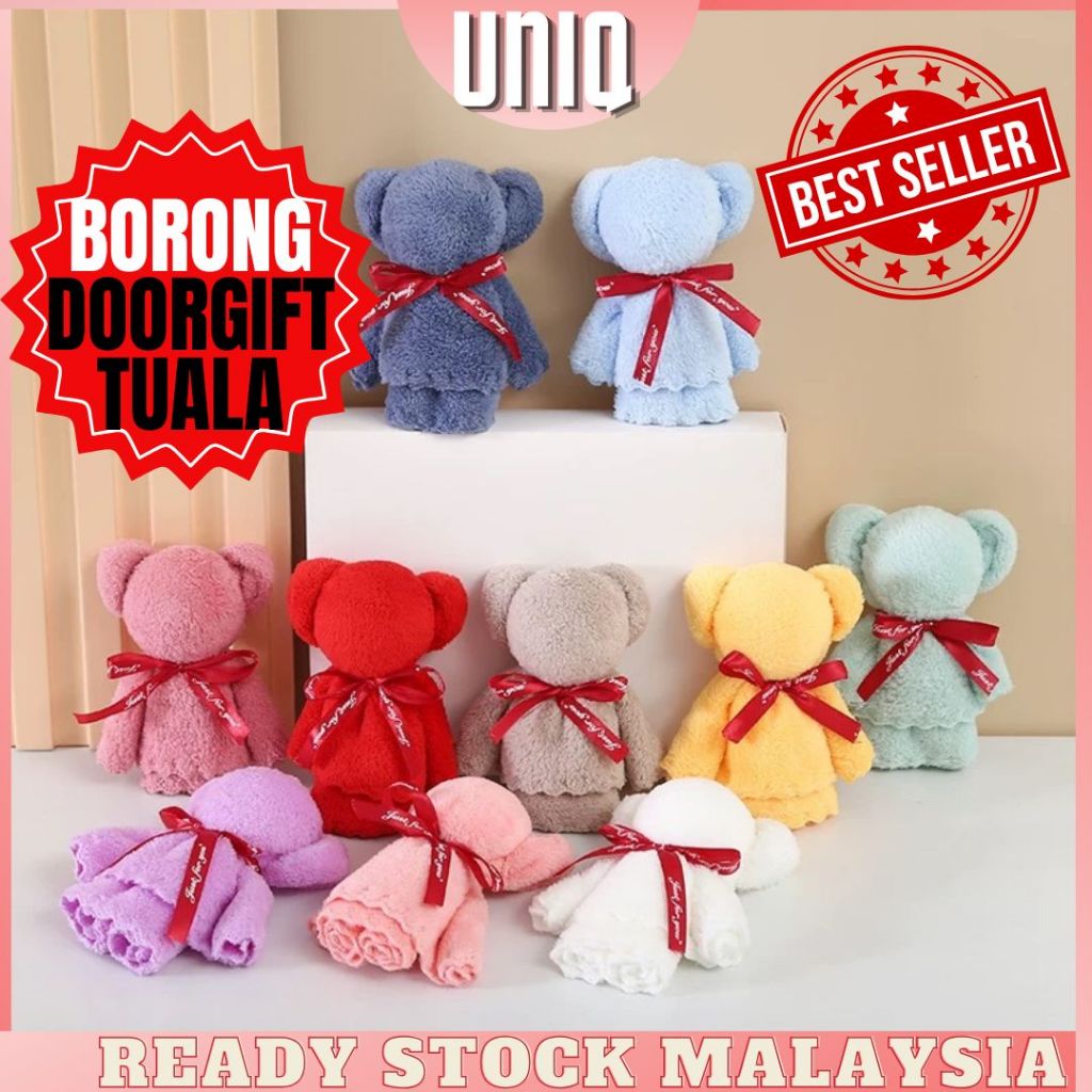 Tuala Teddy Cute And Creative Teddy Bear Coral Fleece Face & Hand Towel Gift Wedding Doorgift Tuala Muka
