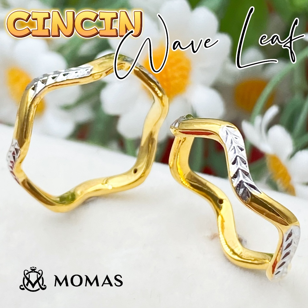 CINCIN WAVE LEAF 5D Emas 5D 916 Original Emas 916 Bajet Cincin Fesyen Emas 916 Tulen Cincin Fesyen Emas