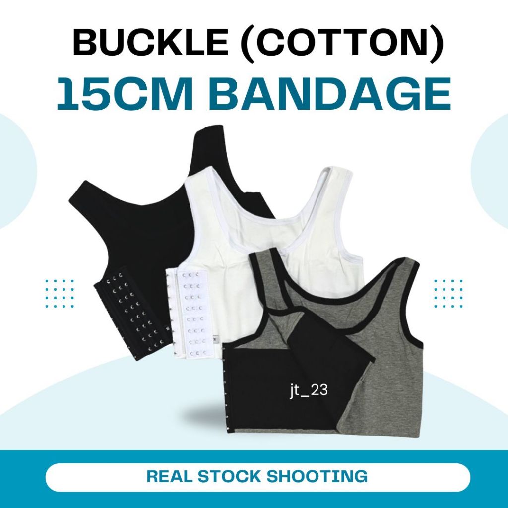 (S-6XL) 15cm Bandage Side/Front Buckle Super Tight Chest Binder cosplay 超强防震运动型束胸 加强绷带