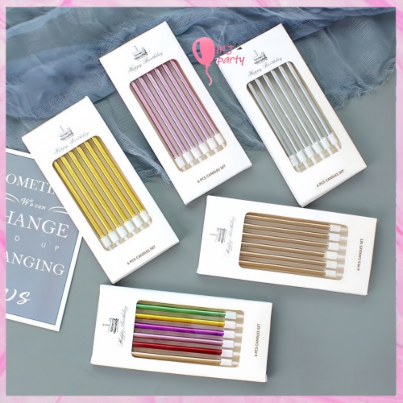 6PCS Colorful Candle in Box Birthday Wedding Anniversary Cake Decorations Gold Silver Twisted Candle