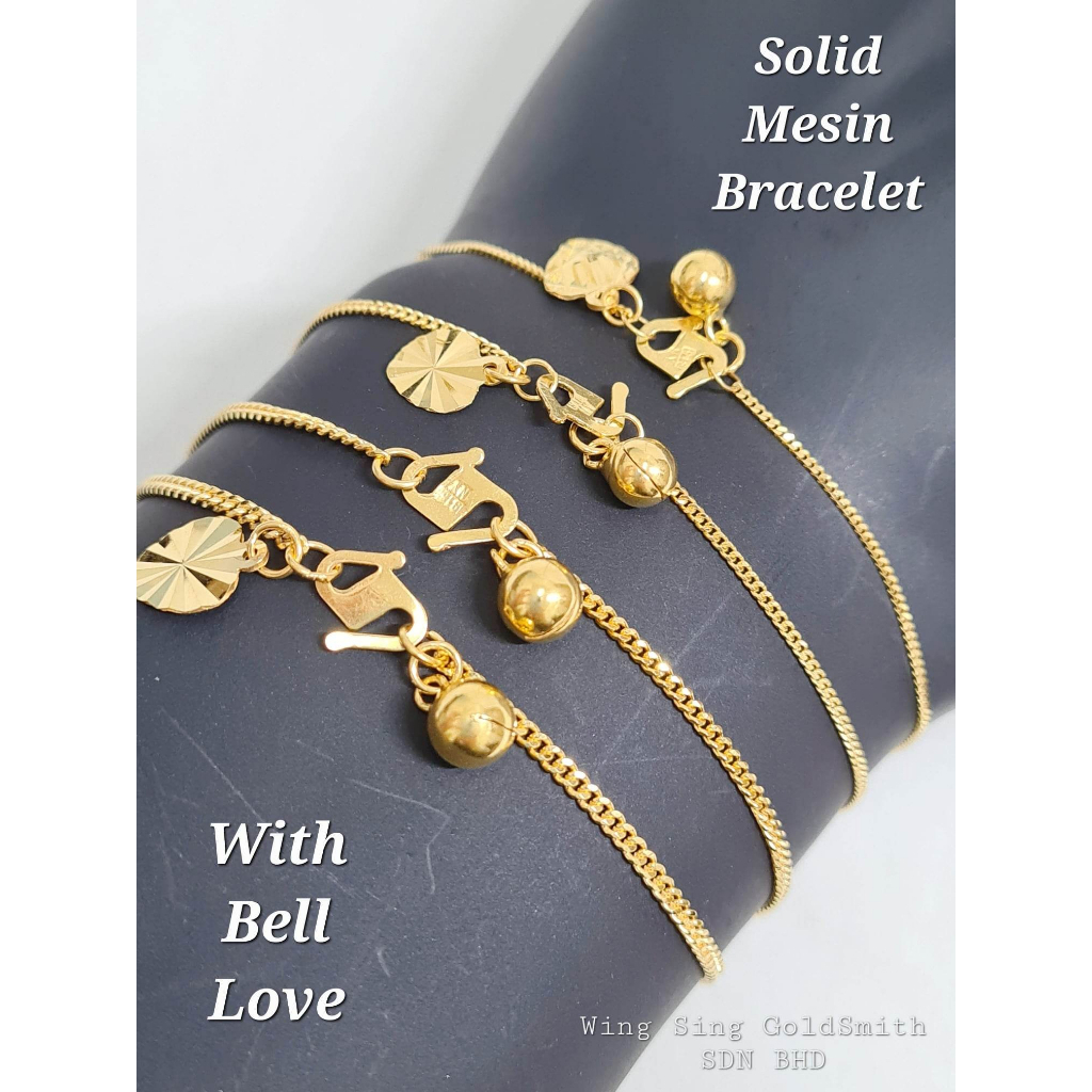 SP Wing Sing 916 Gold Solid Machine Bracelet / Rantai Tangan Mesin Padu Daun Kipas Emas 916 实心侧身手链