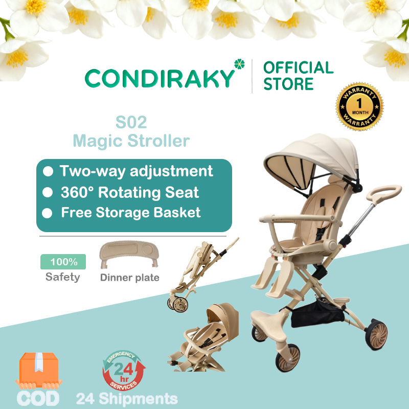 【Malay Murah】CONDIRAKY Foldable Baby Stroller Travelling Sitting And Lying Baby Stroller Two Way Seat 0-5 Years