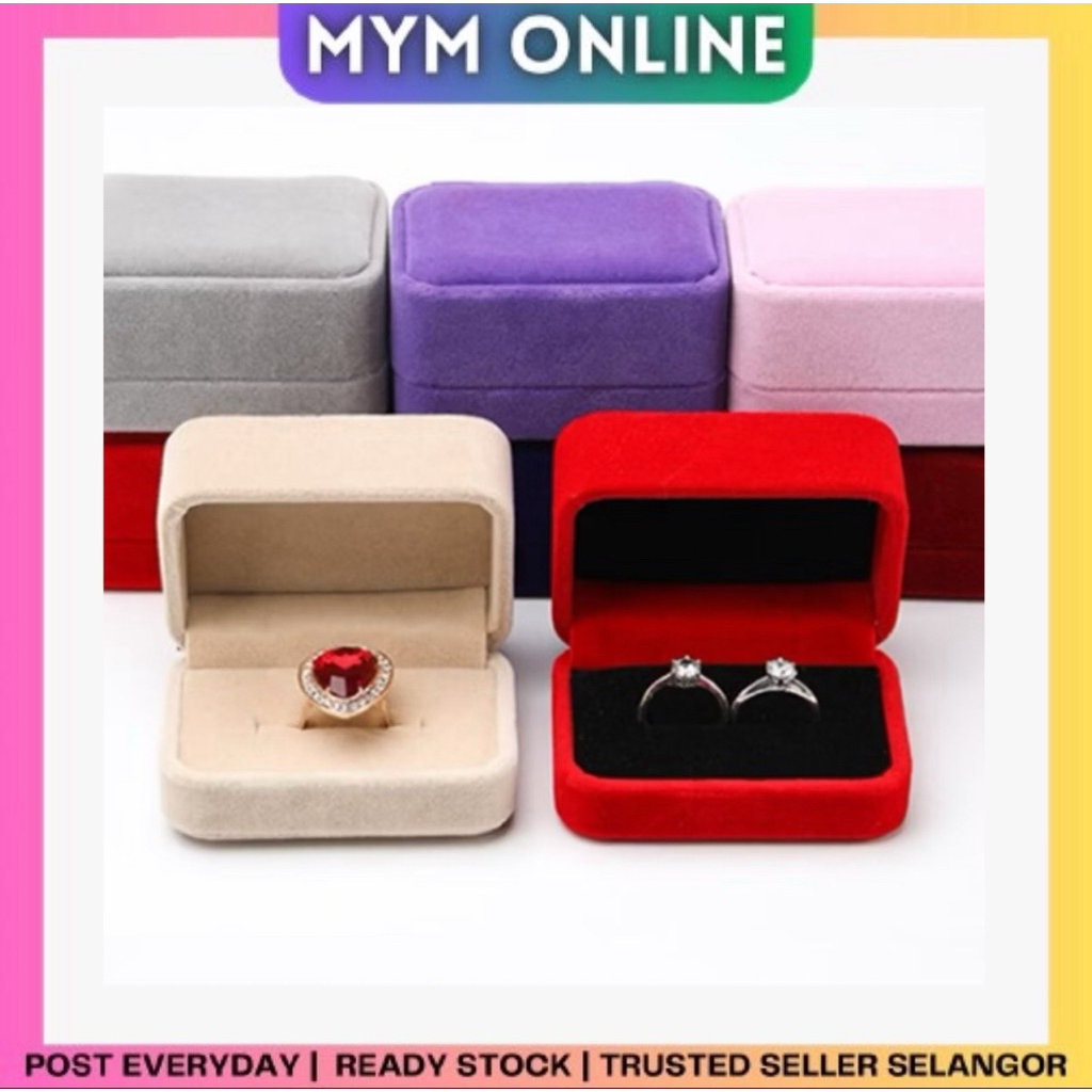 Engagement Storage Box Wedding Couple Double Ring Box Elegant Luxurious Velvet Jewelry Case (without ring/chain) JB01