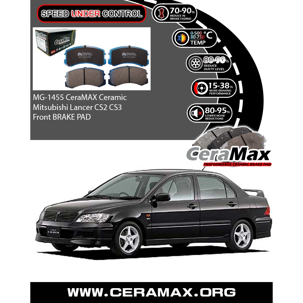 Ceramax Ceramic MG1455 Mitsubishi Lancer CS2 CS3 2001 2005 Front Brake pad