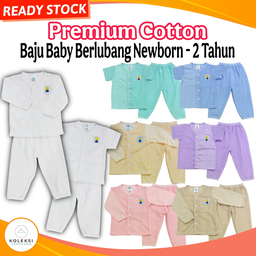 KOLEKSI SEMPURNA Baju Tidur Baby Berlubang Penuh Newborn Eyelet Baby Clothing Eyelet Sleepwear Sleepsuit Baju Lubang2