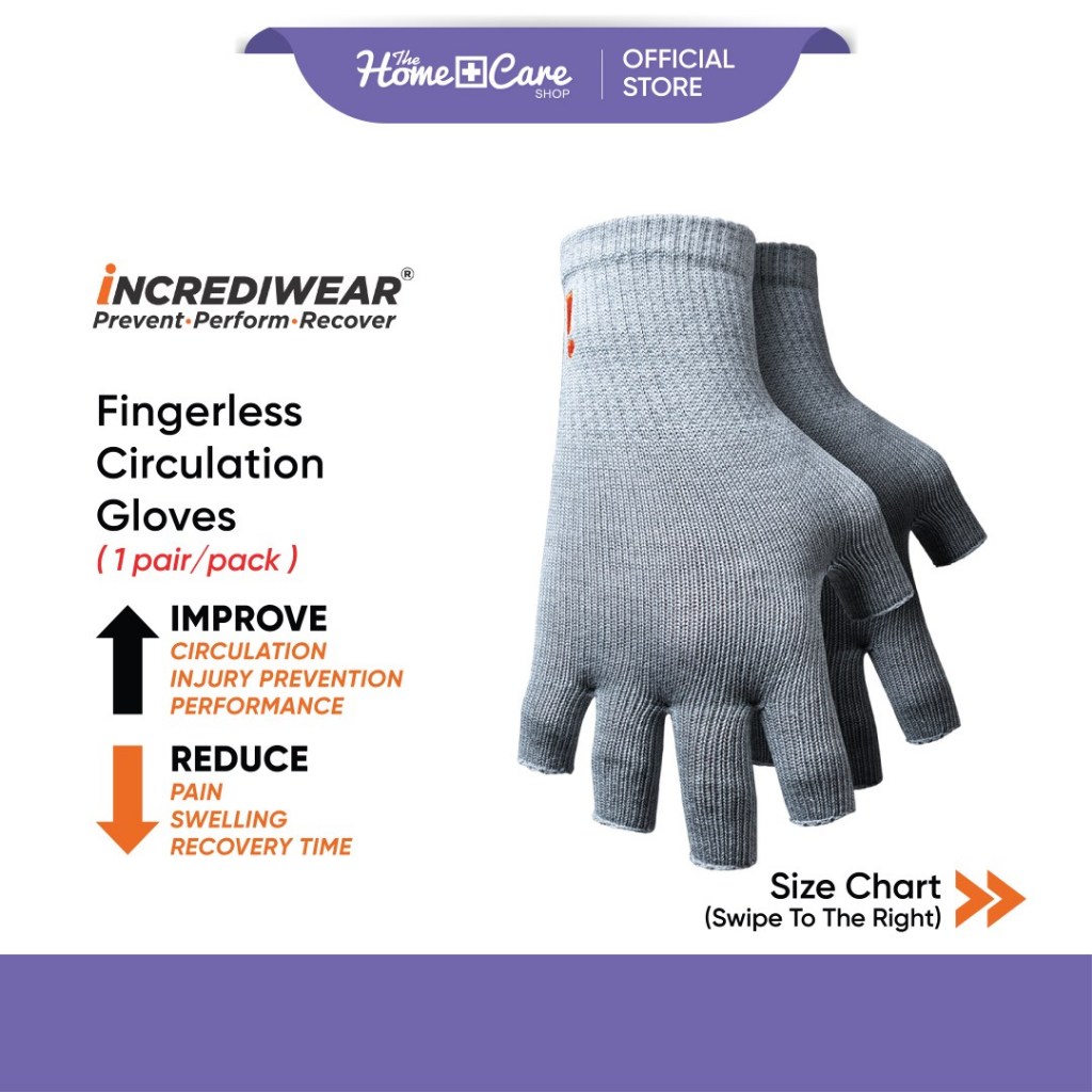 INCREDIWEAR Fingerless Circulation Gloves Support Pain Relief Blood Circulation Sports Pelindung Jari 保护手指