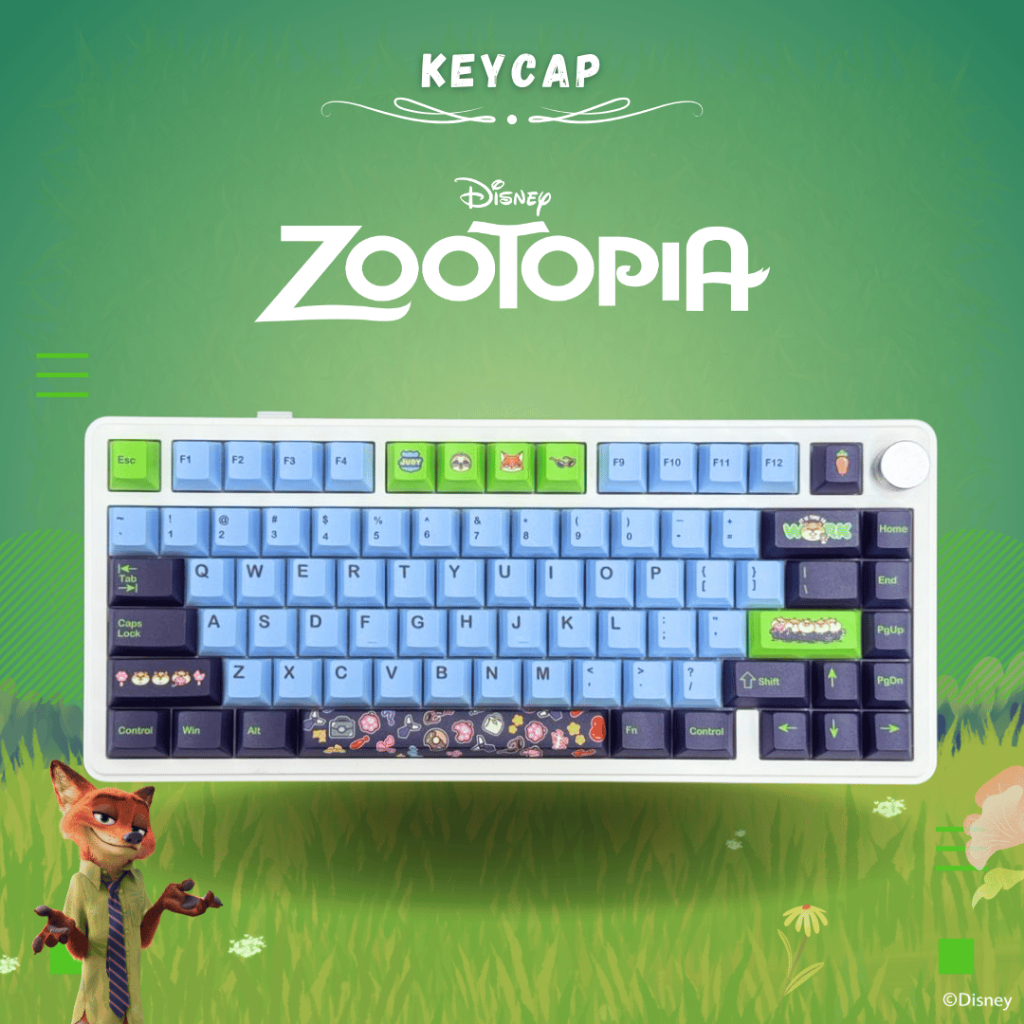 MKB Disney Zootopia City Life PBT Dye-Sublimation Cherry Profile Keycap Set for Mechanical Keyboard