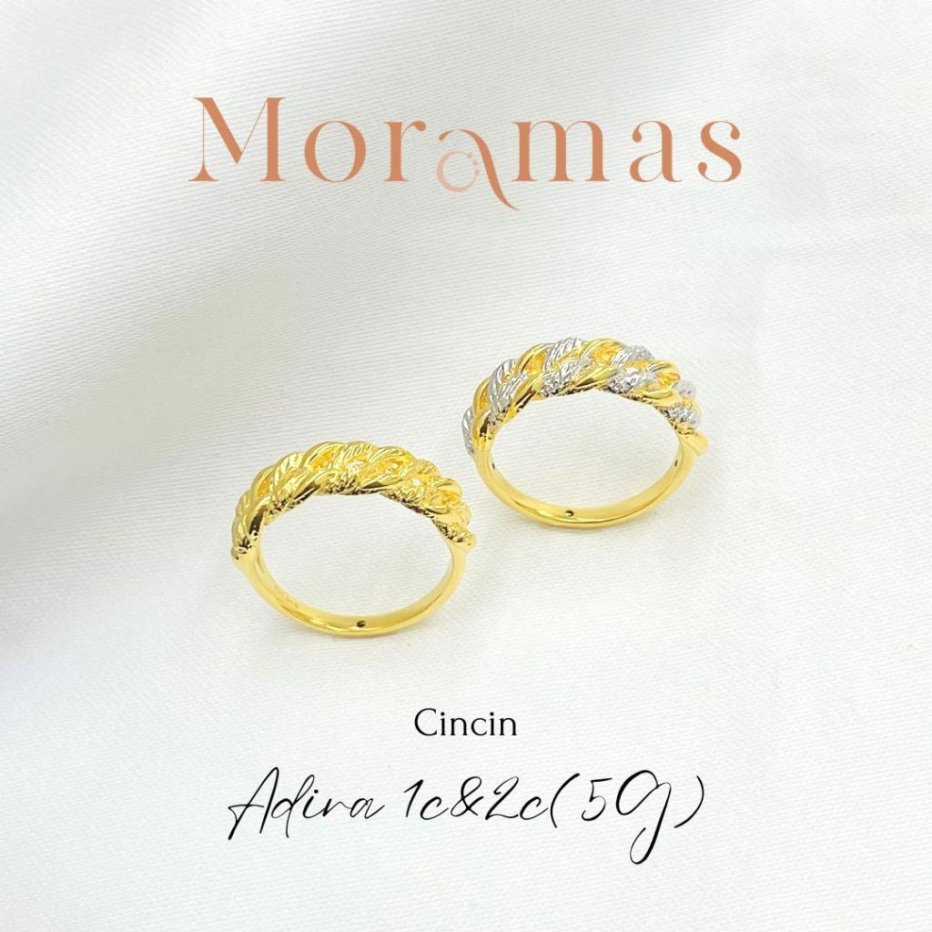 Moramas (5G) Hollow ADIRA Ring 0.6cm 916 Gold/Cincin (5G) ADIRA Kosong 0.6cm Emas 916/时尚戒子916金