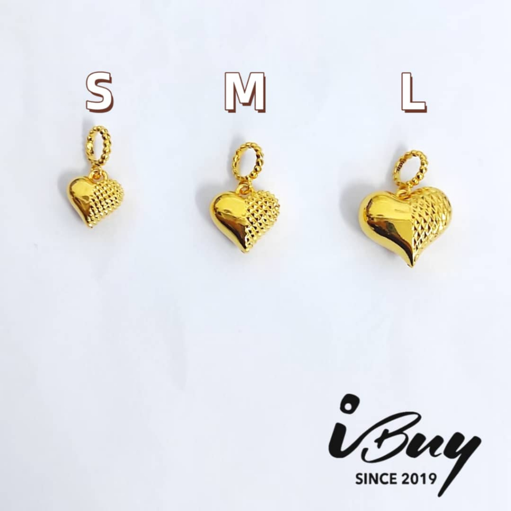 IBUY 916 Gold AB Heart Charm (S/M/L) 22K (916) 916硬金 AB 爱心