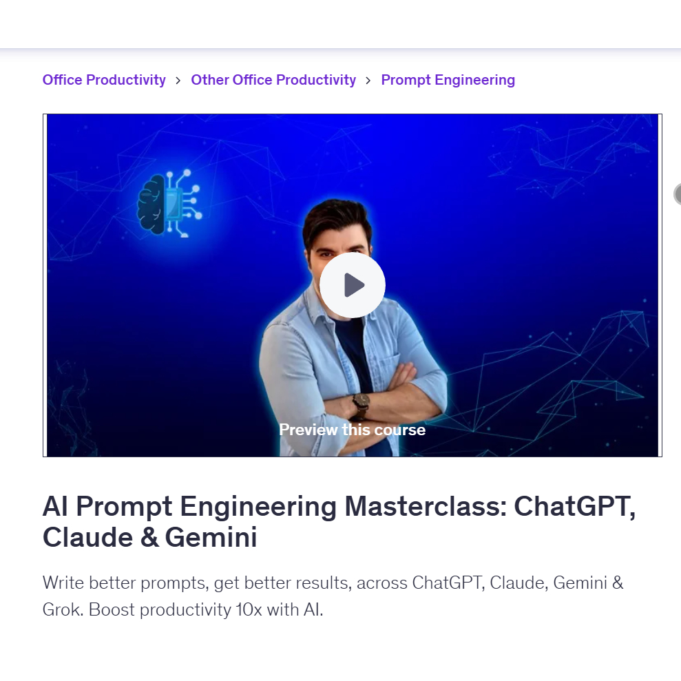 Ai Prompt Video Course-AI Prompt Engineering: ChatGPT, Claude, Gemini & More | Learn AI Prompt Video Lessons
