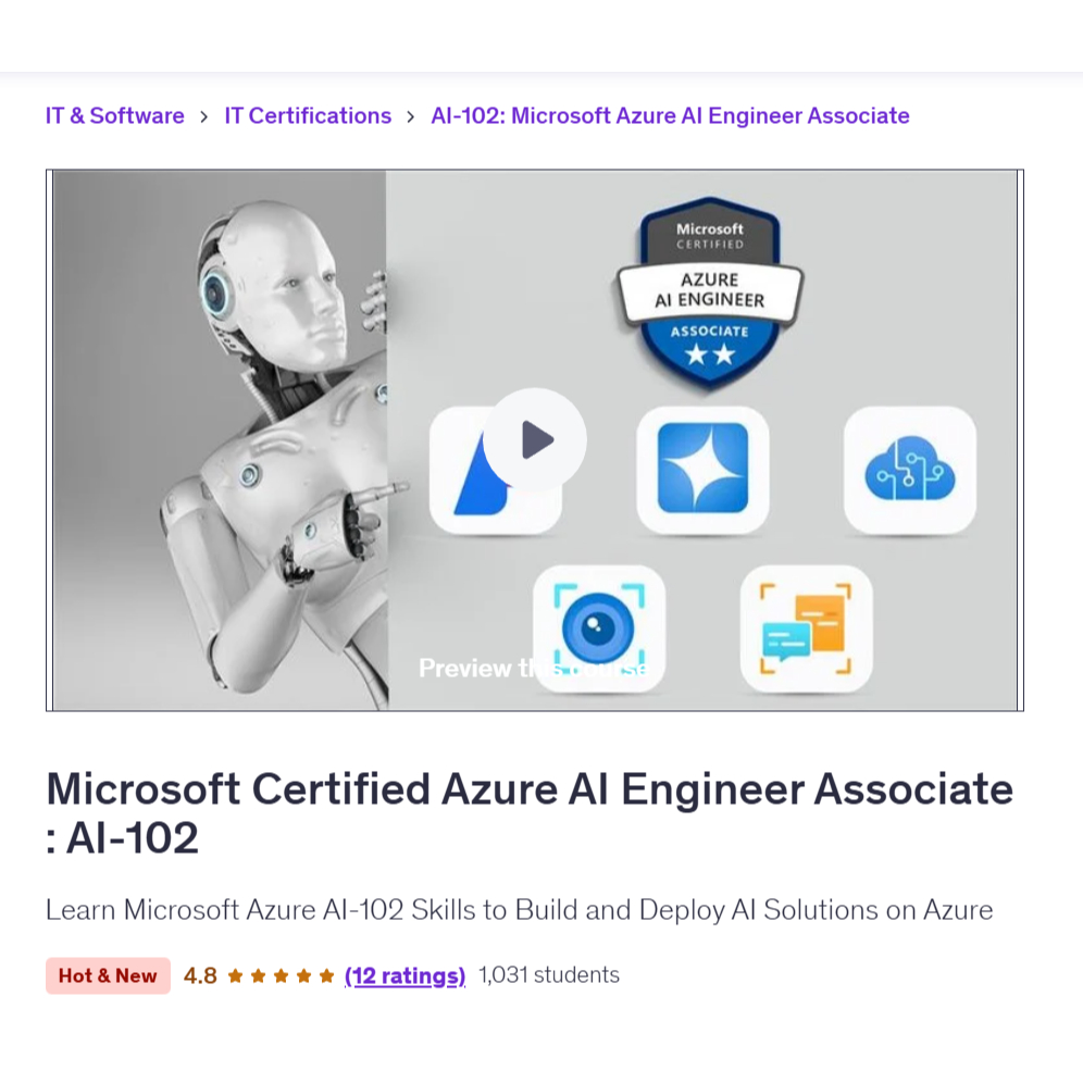 AI Engineer Video Course-Microsoft Certified Azure AI Engineer Associate : AI-102 | Learn AI Engineer Video Lessons