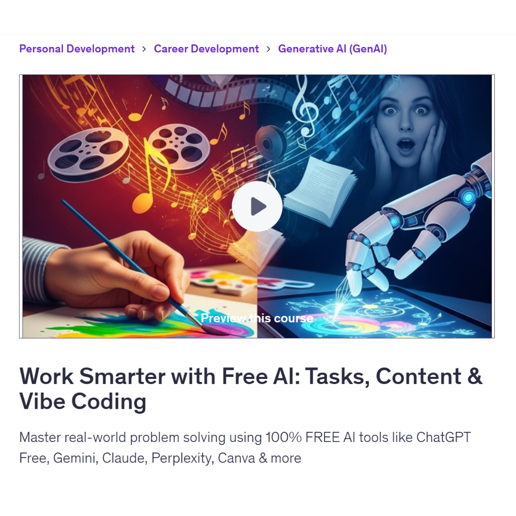 Vibe Coding Video Course-Work Smarter With Free Ai: Tasks, Content & Vibe Coding | Coding With Ai Coding Video Lessons
