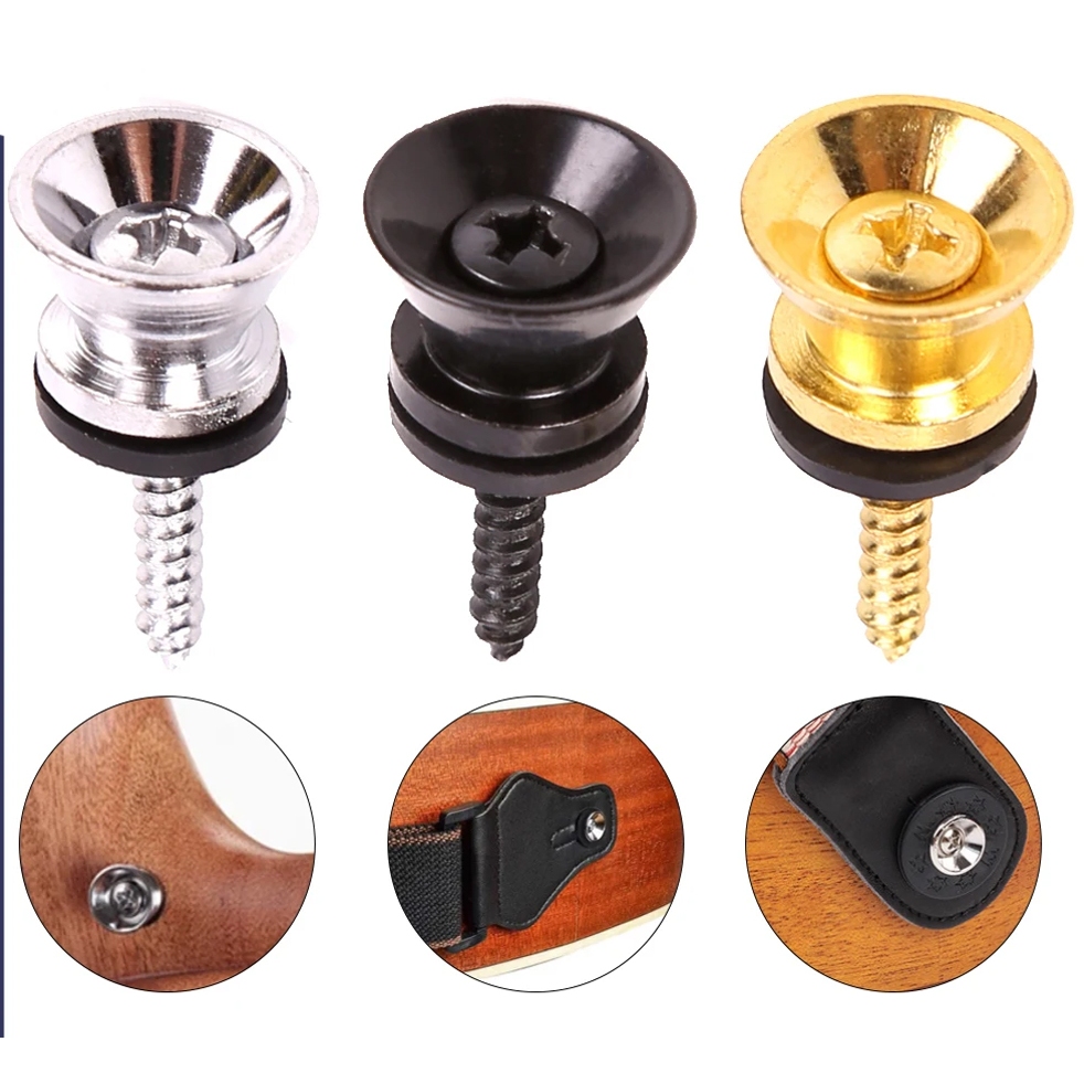 Metal Guitar Strap Button Strap Fixing Pin with Fixing Screw Guitar Strap Lock Knob with Lock Classical Guitar