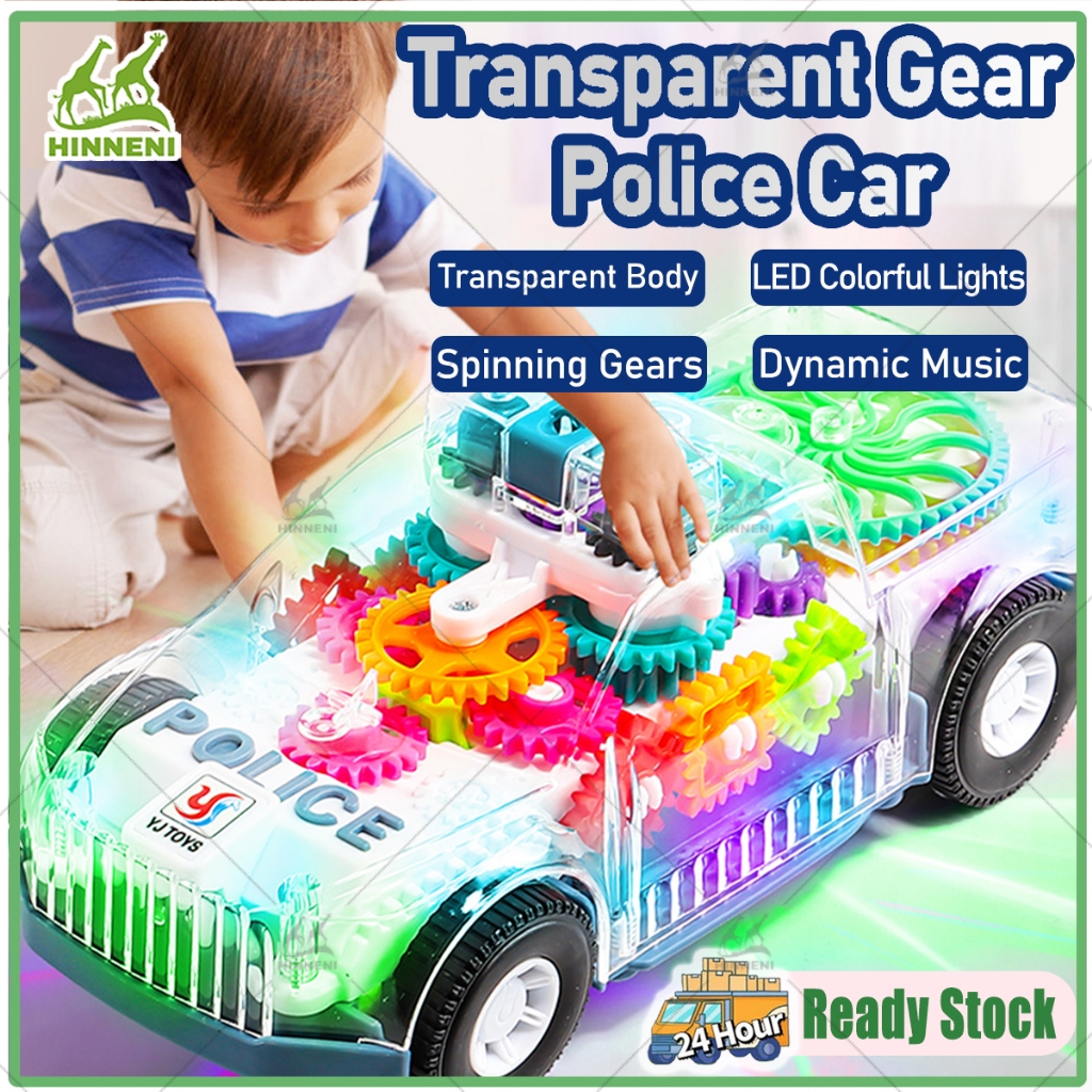 Kids Glowing Electric Racing Police Car Toys Transparent Gear with Music Vehicle Model ✨Kids Gifts✨