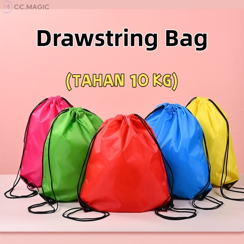 Beg Serut Waterproof Custom Print Logo Nama Gambar QR Drawstring Bag Besar Sport Sekolah Tuition Backpack Kanak-Kanak