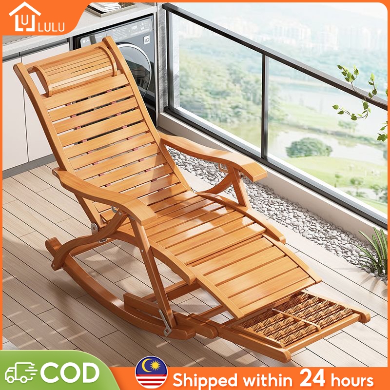 LULU Bamboo Rocking Chair Installation-free Recliner Foldable Chair Lazy Chair Lunch Siesta Chair Kerusi Goyang 折叠椅