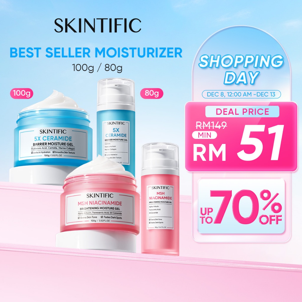 SKINTIFIC 5X Ceramide Barrier Repair Moisturizer Gel / Niacinamide Brightening Moisturiser Hydrating Day Night Cream 80g