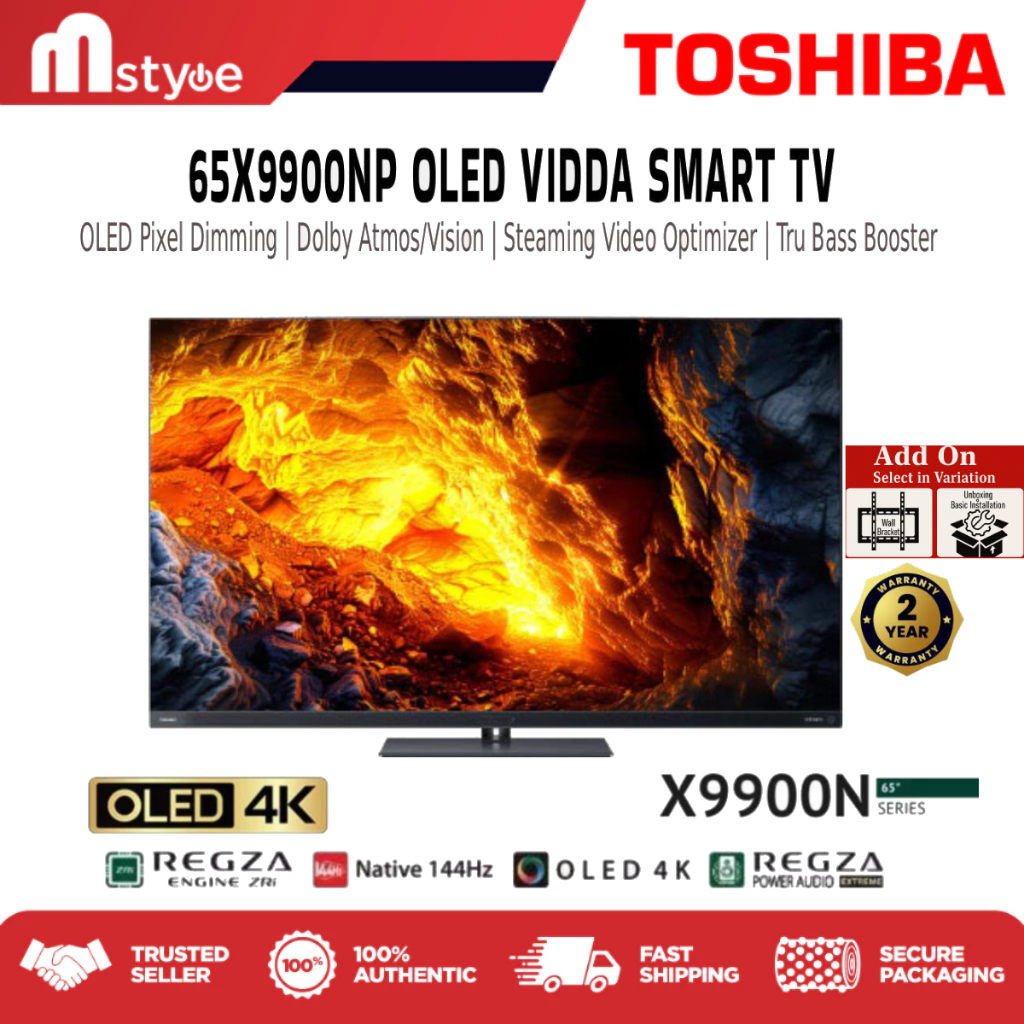 [Installation] Toshiba 65 Inci OLED 4K 144Hz HDR 10+ Dolby Atmos Gaming TV / TV Pintar / Televisyen 65X9900NP