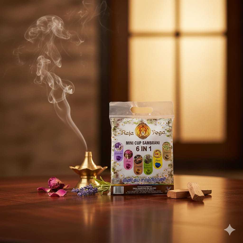 Raja Yoga Mini Cup Sambrani / Incense 6 in 1 (60 Pieces) |Lavender| |Rose| |Sandal| |Marikozhunthu| |Flora| |Jasmine|