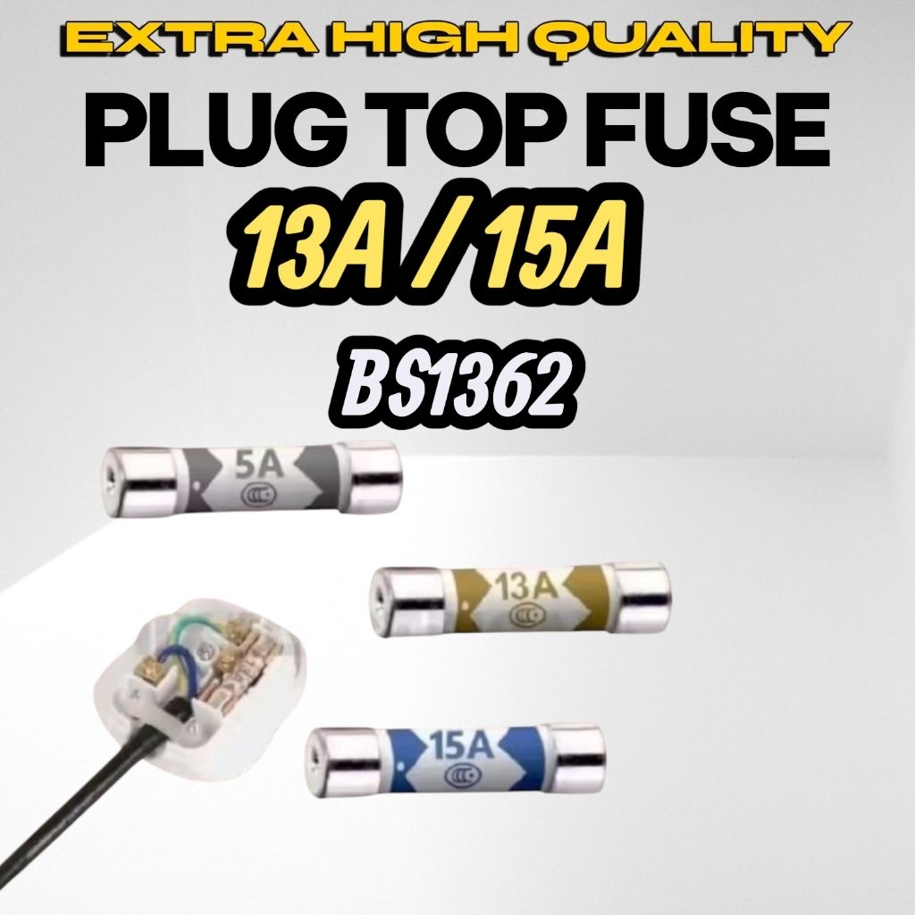 [READY STOCK] UK PLUG TOP FUSE BS1362 13A / 15A REPLACEMENT FUSE FOR PLUG TOP 6 x 25MM CERAMIC FUSE