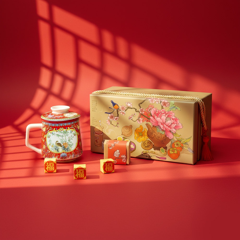 Purple Cane [A Sip of Sharing] Enamel Strainer Mug CNY Teaware Gift Set 紫藤【同心纳福】珐琅彩同心杯 紫藤新年茶礼