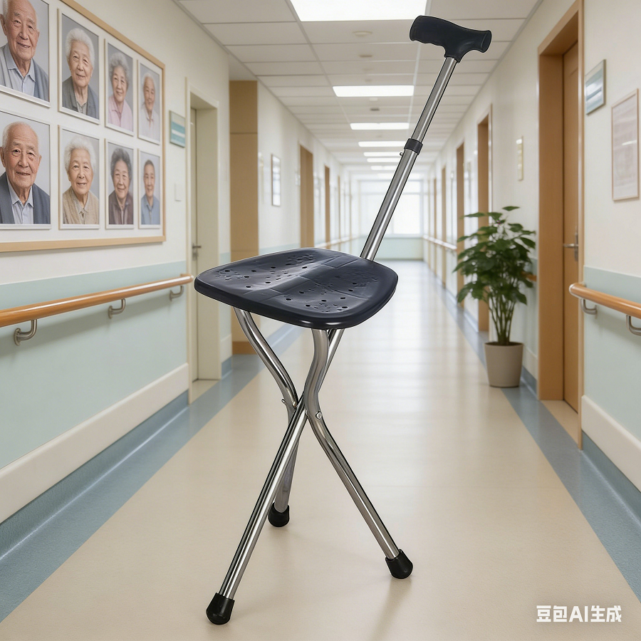 Walking Cane Stool Folding Walking Cane Chair、Foldable walking stick for elderly、tongkat kaki 4、拐杖椅子、tongkat orang tua
