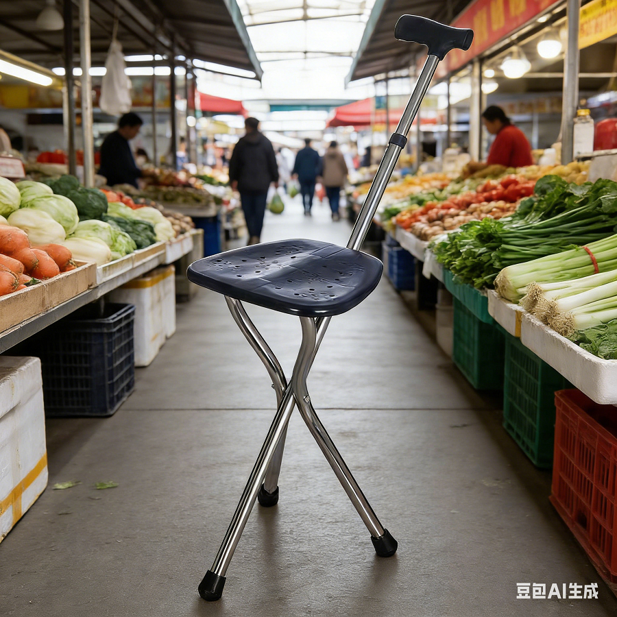 Walking Cane Stool Folding Walking Cane Chair、Foldable walking stick for elderly、tongkat kaki 4、拐杖椅子、tongkat orang tua