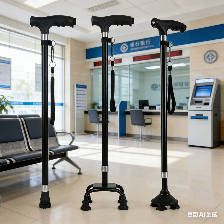Elderly anti slip four legged walking cane、Foldable walking stick for elderly、tongkat kaki 4、拐杖椅子、tongkat orang tua