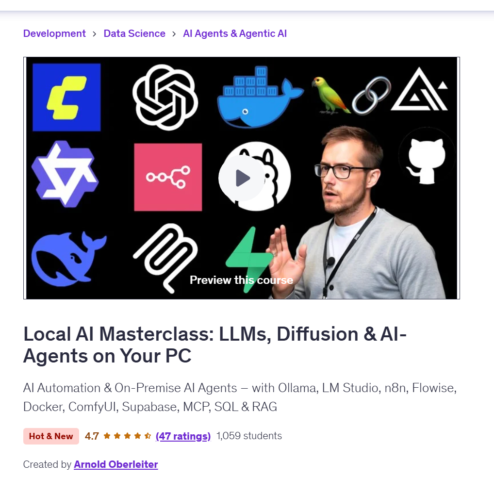 [Ai Video Course]- Local AI Masterclass: LLMs, Diffusion & AI-Agents on Your PC | Learn Ai LLM Video Lessons