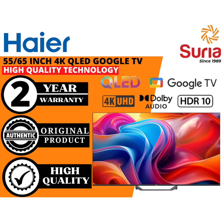 (Free Delivery Kedah,Penang & Perlis)Haier 55/65 Inch 4K UHD QLED 60HZ Google TV  H55S80FUX H65S80FUX