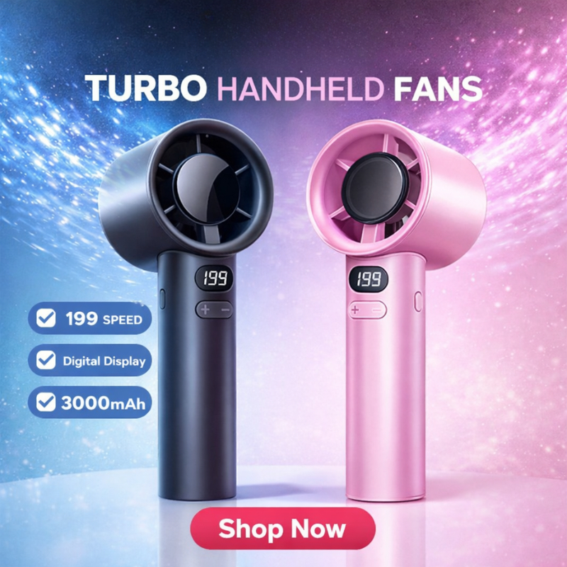 199 Speed Rechargeable Handheld Mini Fan – 100-199-Speeds | Super-Mute | High Wind