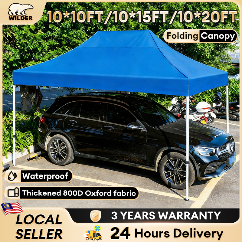 【WTHB】 10x10Ft Heavy Duty Outdoor Parking Tent Full Set Roof Thickening For Car Motocycle Waterproof Khemah Niaga