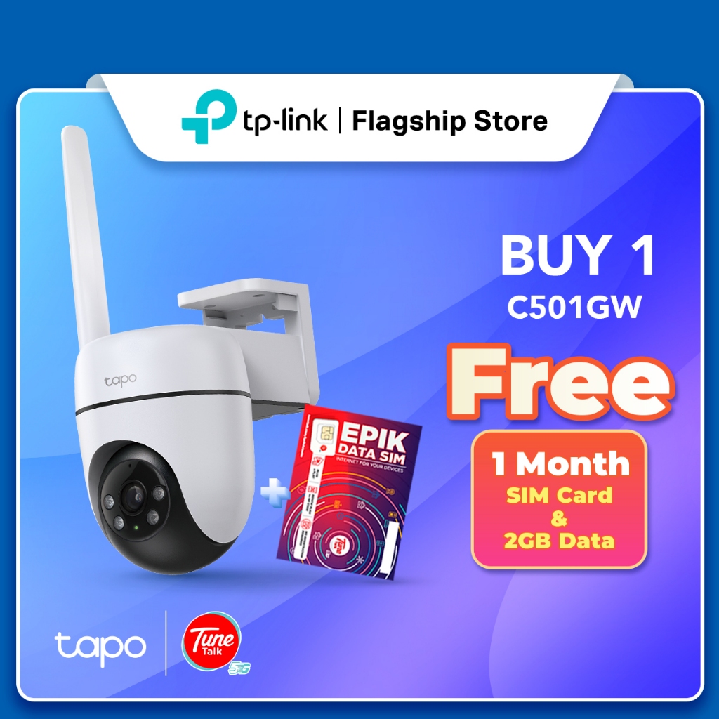 TP-Link Tapo 4G SIM Card & POE 2MP CCTV Camera Outdoor IP66 Waterproof Pan Tilt Starlight Color WiFi Camera C501GW