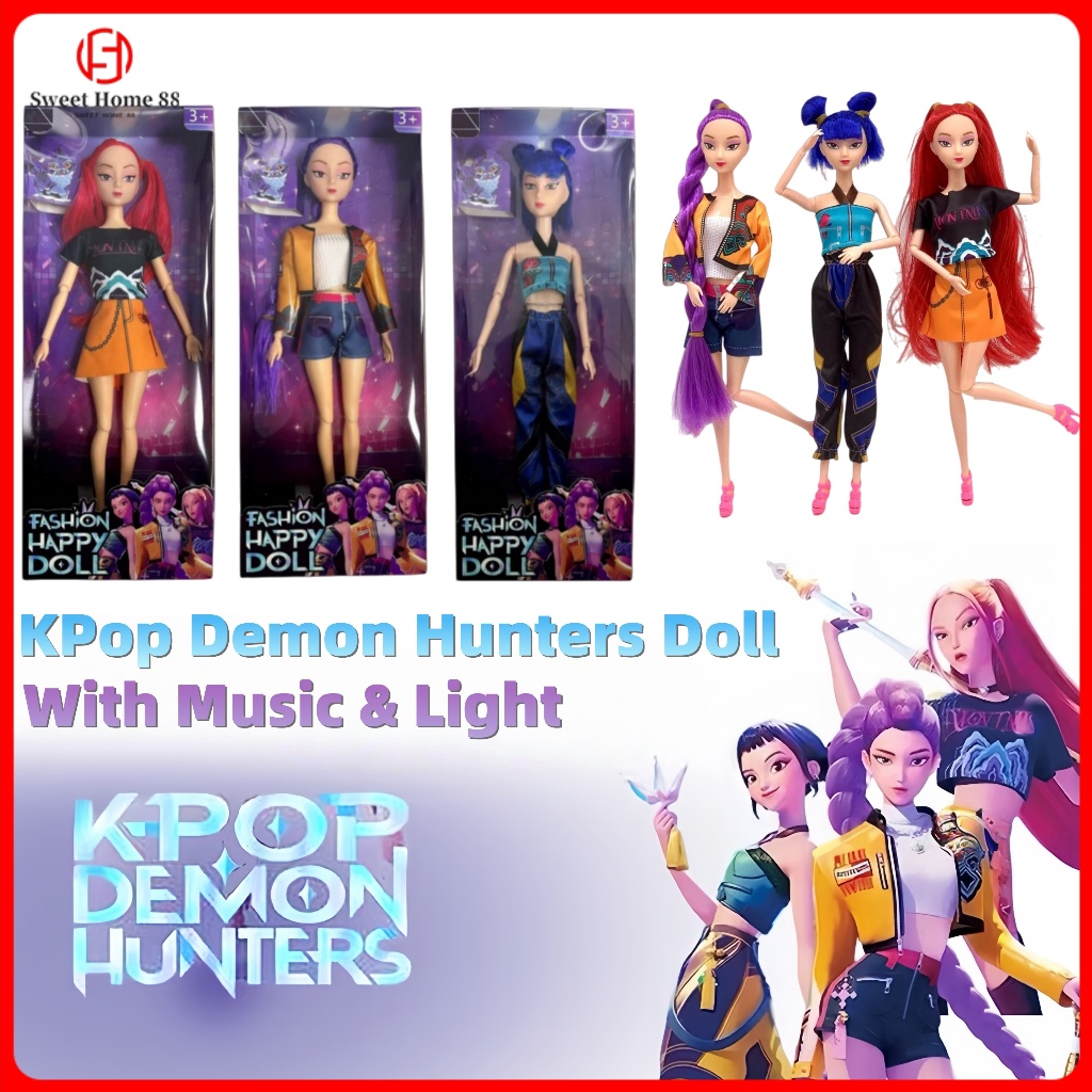 【With Music & Light】KPop Demon Hunters Action Figure Rumi Zoey Mira, 11 Movable Joints Model Toys Effects, Collectibles