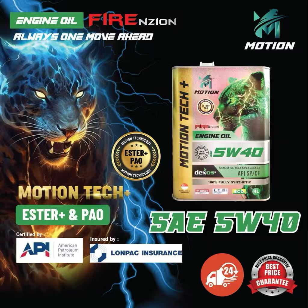 SARAWAK-READY STOCK(5W40/4L)MOTION Ester PAO API SP Formulated Fully-Synthetic Engine Oil