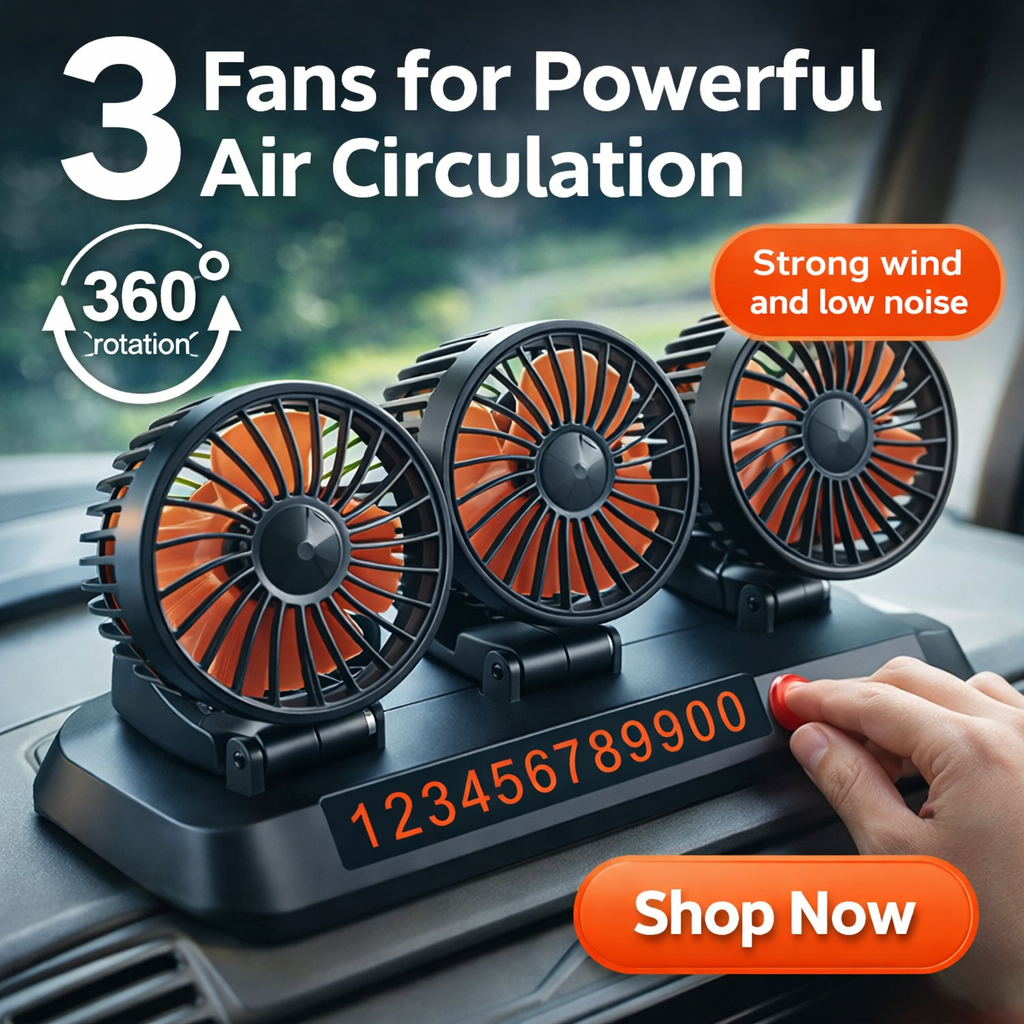 Car Strong Dual Fan Air Conditioning Double Booster Cooler 360° Desktop USB Mini Fan For Car Van Truck Kipas Kereta Home