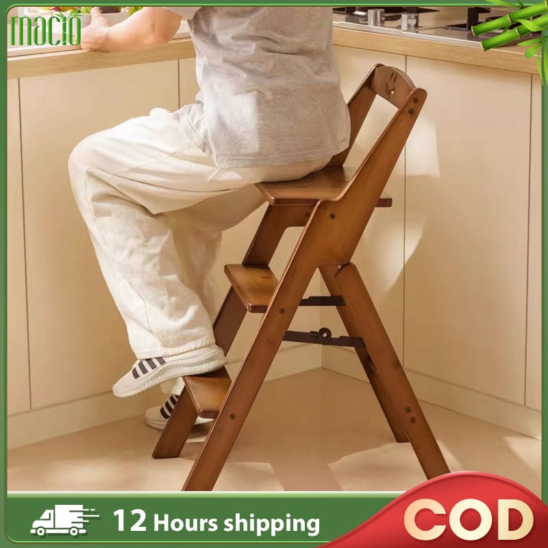 【Local Malaysia Shipping】Bamboo Ladder Chair 2 in 1 Folding Dual-use Stair Kerusi Lipat Tangga 梯椅